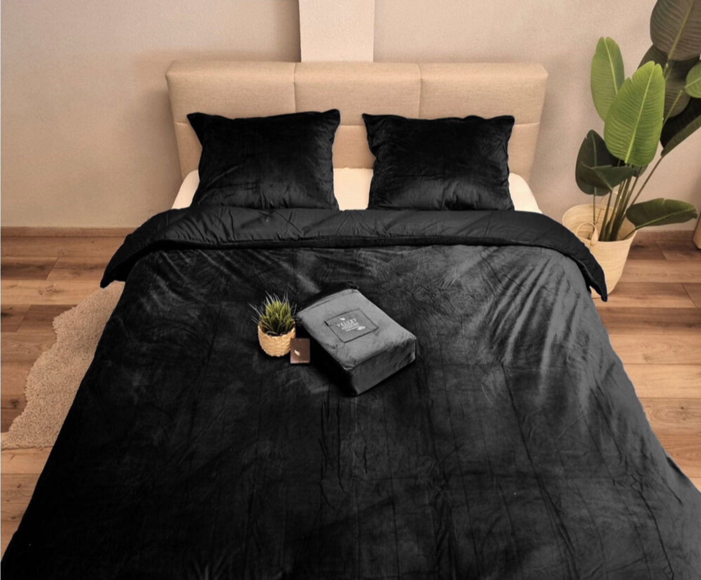 Fluwelen Dekbedovertrek Zwart Black Velvet