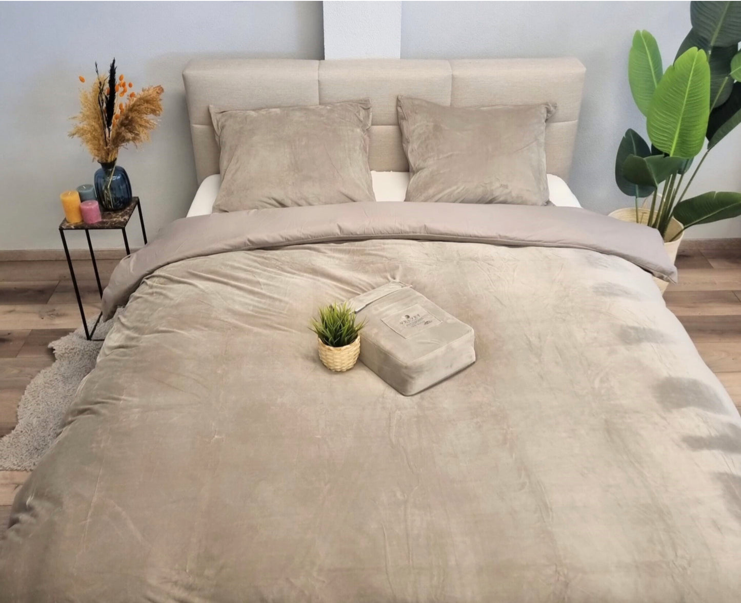Fluwelen Dekbedovertrek Taupe Velvet Velours