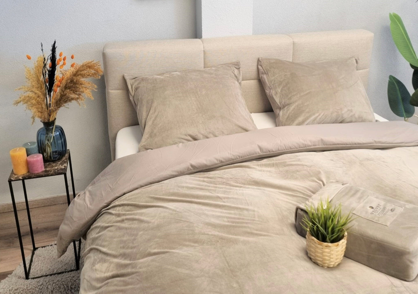 Fluwelen Dekbedovertrek Taupe Velvet Velours