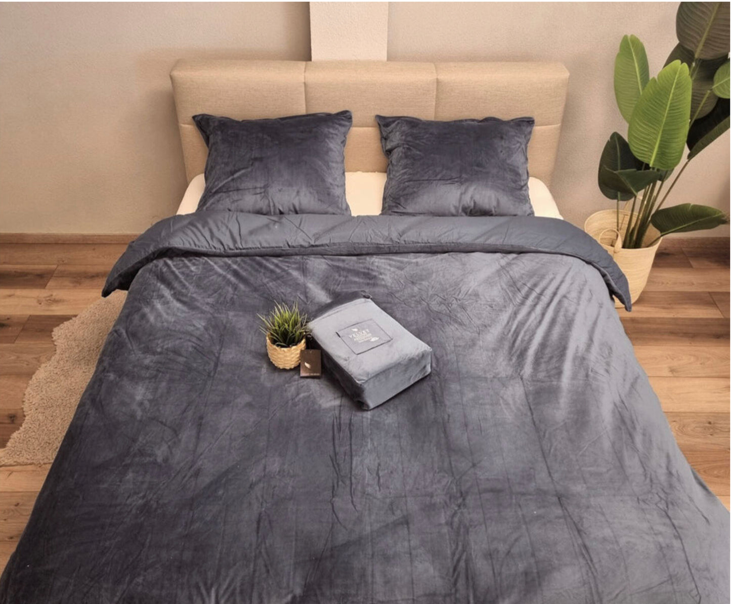 Fluwelen Dekbedovertrek Antraciet Donkergrijs Velvet Velours