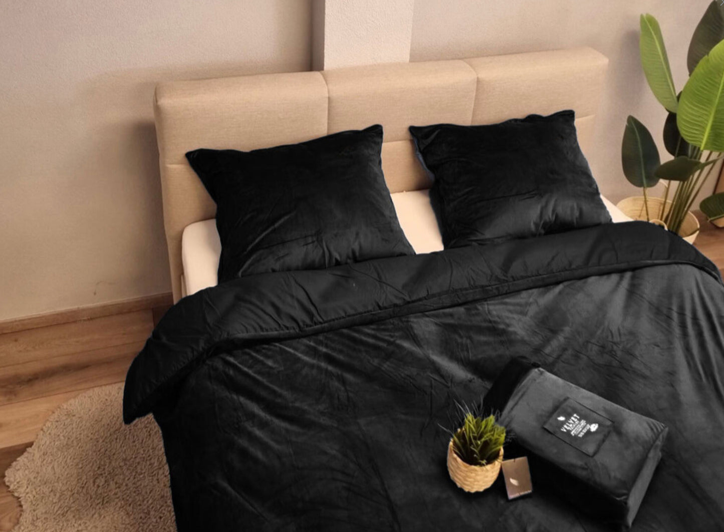 Fluwelen Dekbedovertrek Zwart Black Velvet