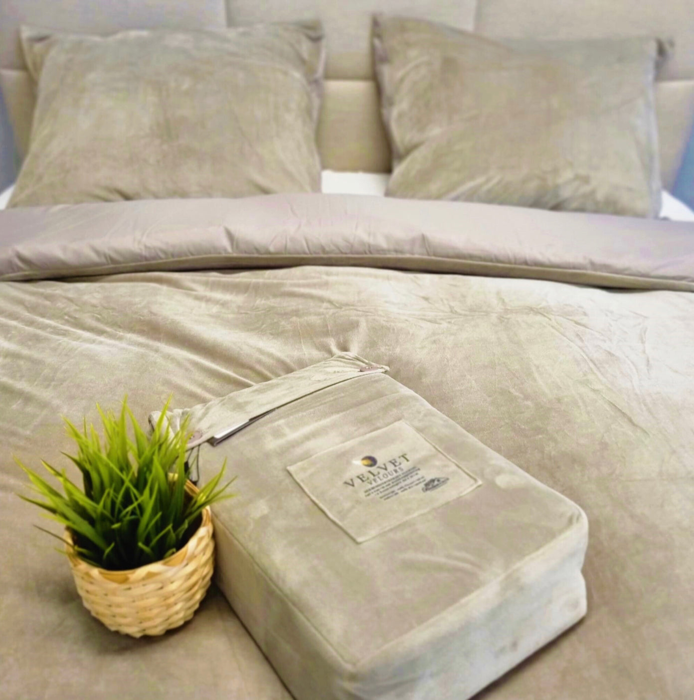 Fluwelen Dekbedovertrek Taupe Velvet Velours