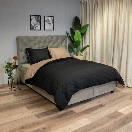 Inspirations Katoenen Dekbedovertrek Dubbelzijdig Zwart Taupe