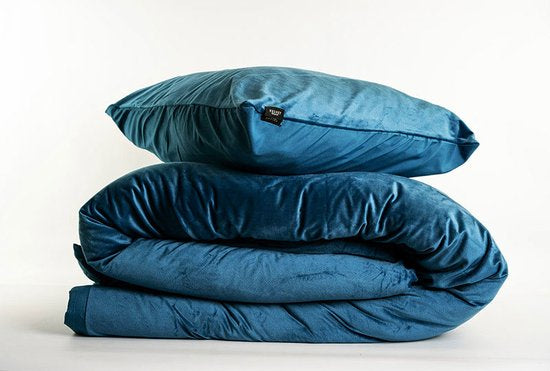 Fluwelen Dekbedovertrek Petrol Blauw Velvet Velours