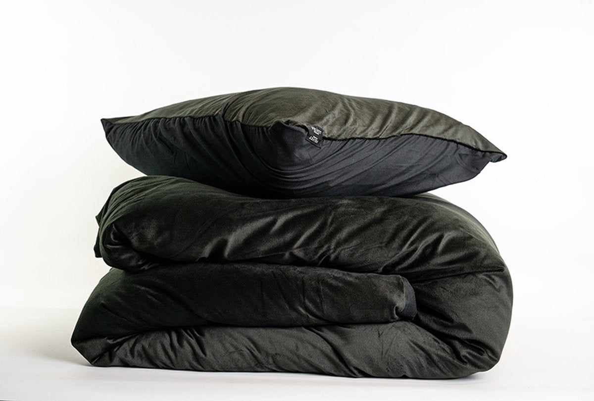 Fluwelen Dekbedovertrek Zwart Black Velvet