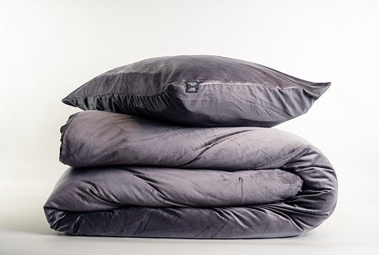 Fluwelen Dekbedovertrek Antraciet Donkergrijs Velvet Velours